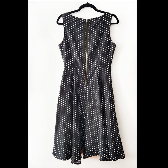 Black & White Polka Dot Julian Taylor Dress with Sheer Cut-out and Pocket… - Picture 2 of 7